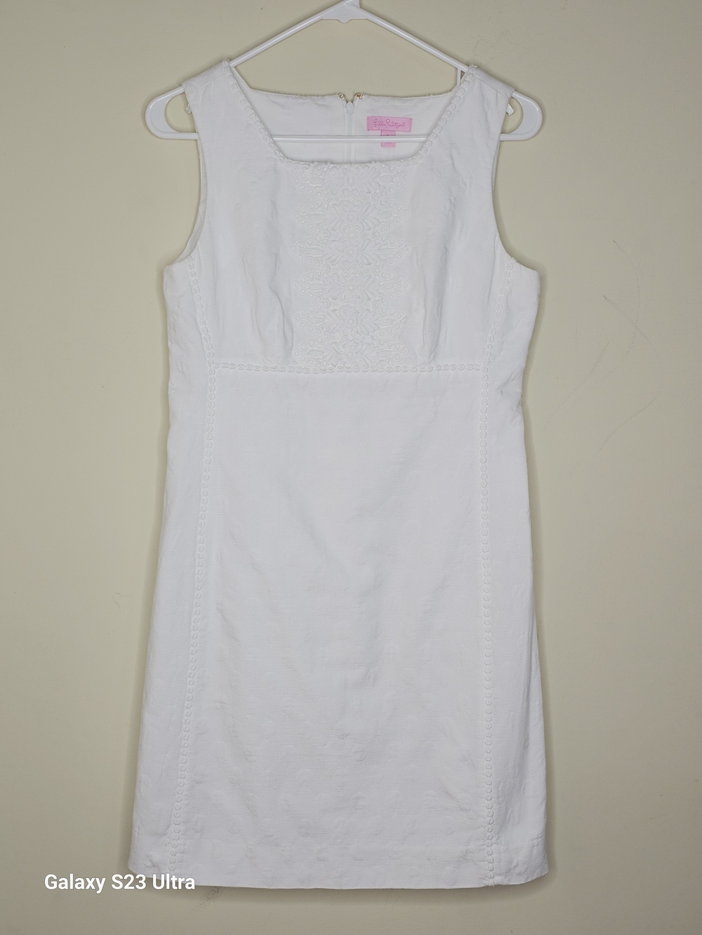 Lilly Pulitzer White Sleeveless Embroidered Shift Dress 6